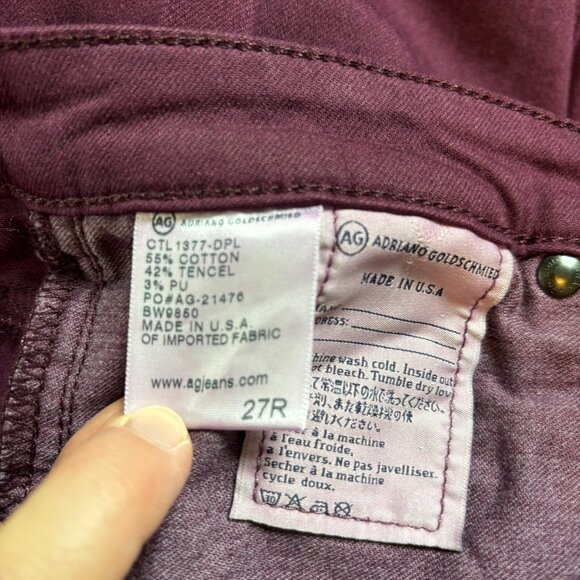 NWT AG Adriano Goldschmied Burgundy The Stevie Ankle Slim Straight Size 27 - Picture 13 of 13